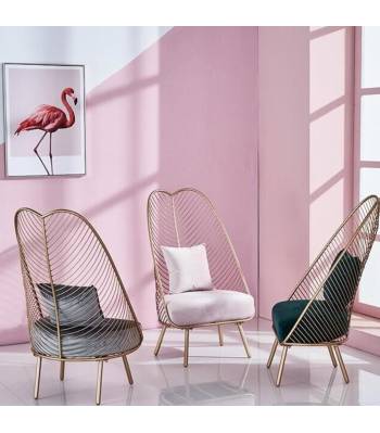 Armchair, Metal Peacock Chair w Cushion