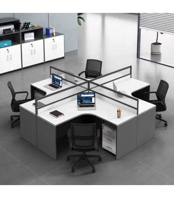 B111 L Shape Executive Workstation w Pedestal, Office Table, System Furniture Cubicle Partition Divider Set Pedestal