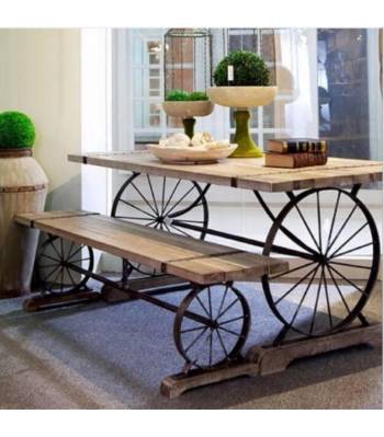 E014 PO Solid Wood Dining Office Table/Bench E