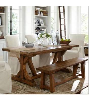 E017 PO Solid Wood Dining Table Bench E