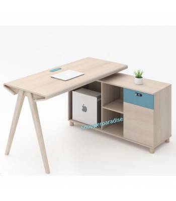 JY 002 L Shape Executive Workstation w bevel edge design, Workstations w fixed cabinet, Office Table, System Furniture w password lock