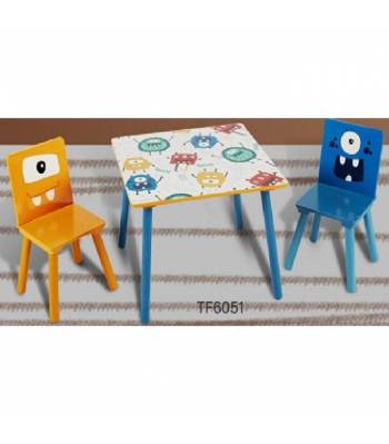 KT 004, KC 004 Stripes Monster Kids Table Set (One Table + Two Chairs), High Quality Products Export to Germany