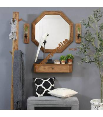 M016 Country style Rustic Solid Wood Wall Mirror, Mirror cabinet