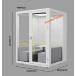 POD 403G Four Pax Office Acoustic Phone Booth Tempered-Glass Three Sides