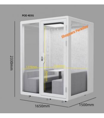 POD 403G Four Pax Office Acoustic Phone Booth Tempered-Glass Three Sides