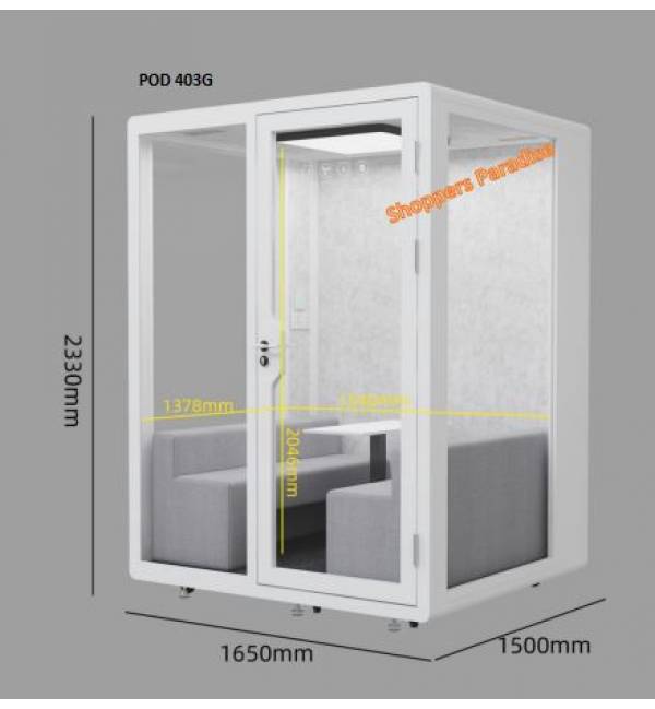 POD 403G Four Pax Office Acoustic Phone Booth Tempered-Glass Three Sides