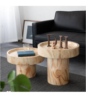 SS 008 Solid Wood Tree Stump Coffee Side Table