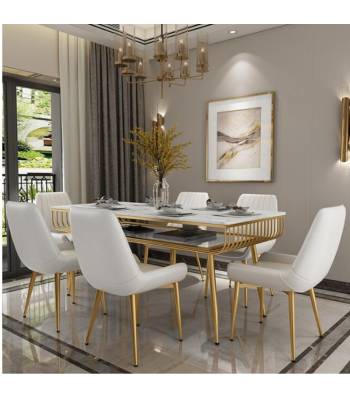 TMDT 09 2Tiers Marble Dining Table CSC 021 Chair