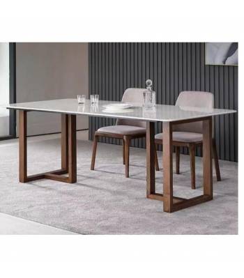 TMDT 23 Marble Table w Solid Wood Leg