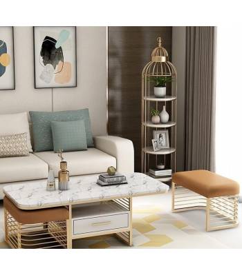 TMDT 30 Marble Coffee Table w Two Benches