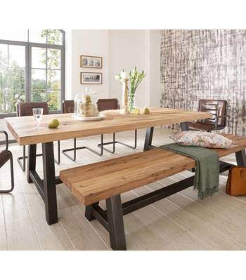 TSDT 00S Solid Wood Dining Table, Solid Wood Bench