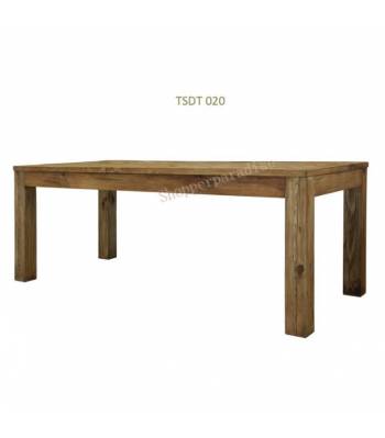 TSDT 020 Herringbone Solid Wood Dining Table, Mid Century Solid Wood Table, Country Style, Rustic Finish