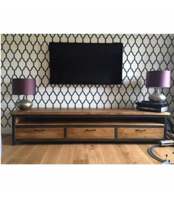 TVS 001, PO, Retro/ Vintage/ Loft / Industrial Solid Pine Wood TV Console