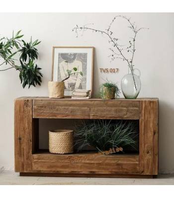 TVS 017 Mid Century Solid Wood TV Console, Country Style, Rustic Finish