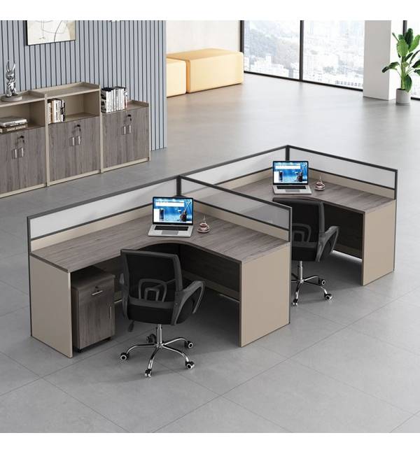 H303 - L Shape Workstation with High Partition, Moveable Pedestal, Office Table