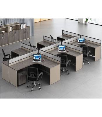 H306 - L Shape Workstation With High Partition Moveable Pedestal Office Table