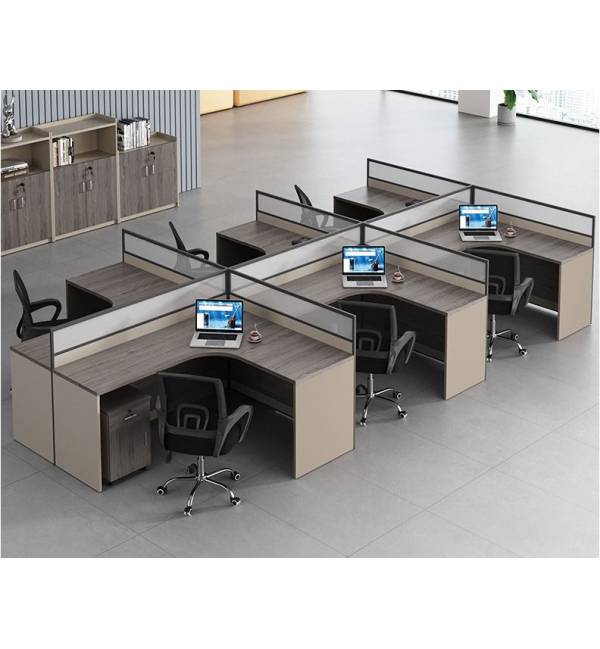 H306 - L Shape Workstation With High Partition Moveable Pedestal Office Table