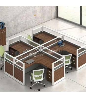 B151 L Shape Executive Workstation w Pedestal, Office Table, System Furniture Cubicle Partition Divider Set Pedestal with assembly