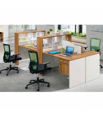 B32 Workstation w Partition, Office Table, System Furniture Cubicle Partition Divider Set Pedestal with assembly