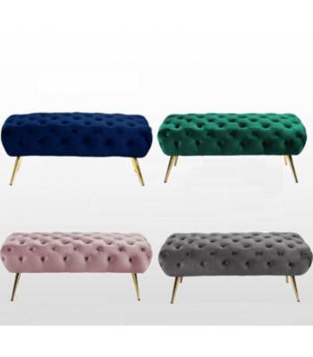 00I Velvet Button Bench w Cushion