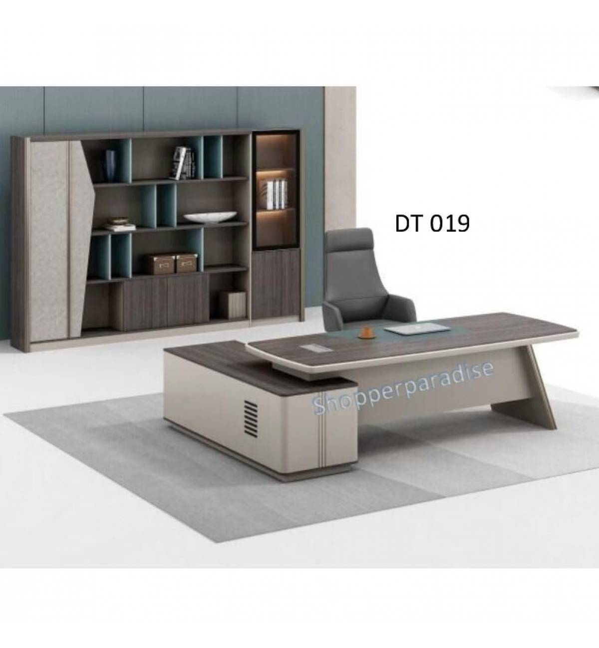 DT 019 Director Table w L Shape Cabinet