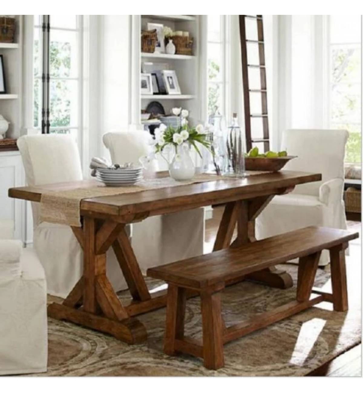 E017 PO Solid Wood Dining Table Bench E