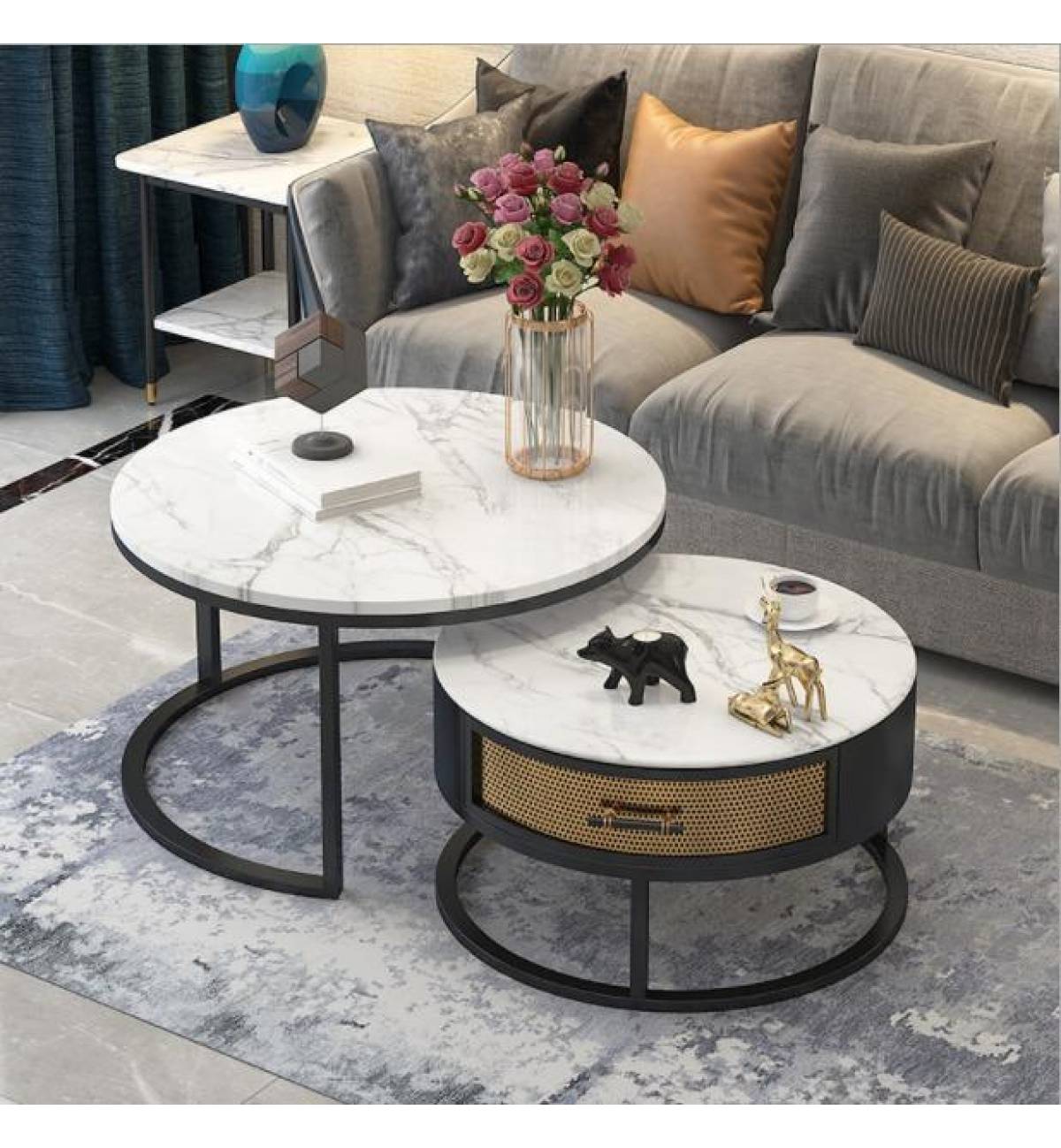 TSST 00H Sintered Stone Nesting Coffee Table Set